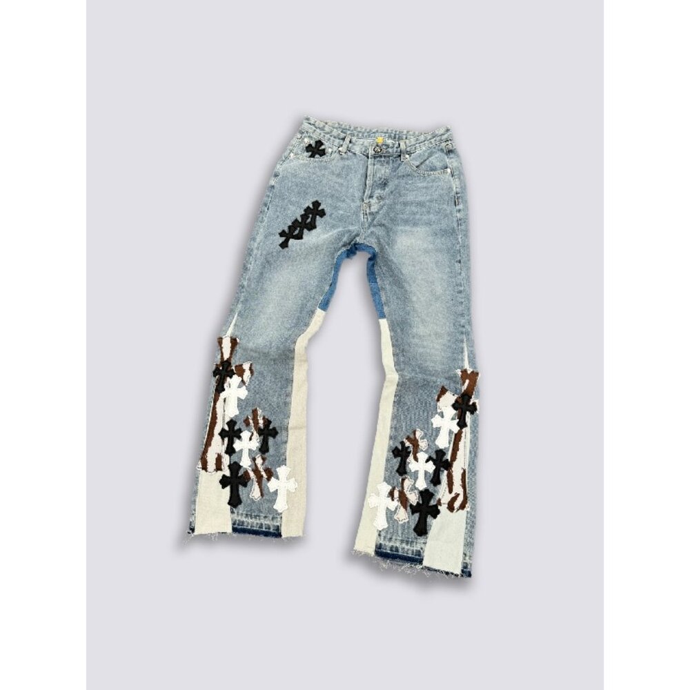 GALLERY DEPT Washed Distressed Patchwork Jeans - image 1
